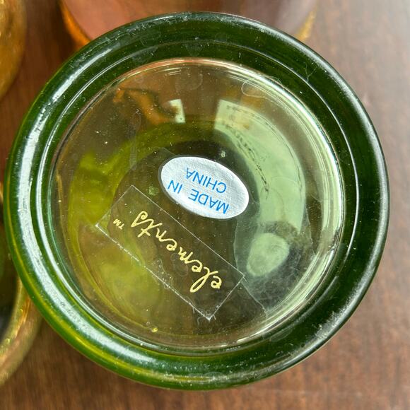 Set of 4 Colored Glass Boho Votive Holders  w/ Gold Foil Band elements - Picture 9 of 11